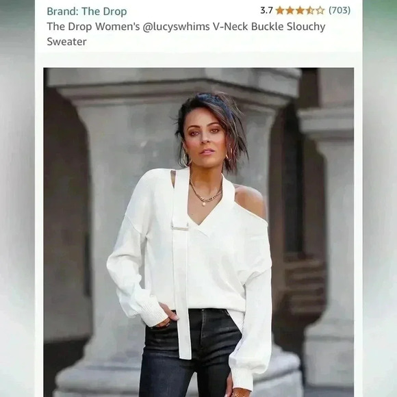 Vneck buckle slouchy sweater - Picture 1 of 8